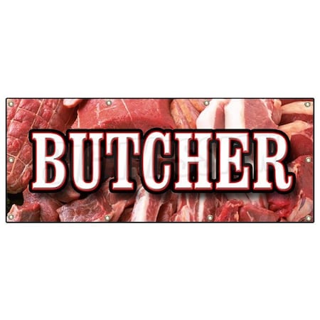 Signmission BUTCHER BANNER SIGN shop meat quality usda beef pork poultry B-96 Butcher